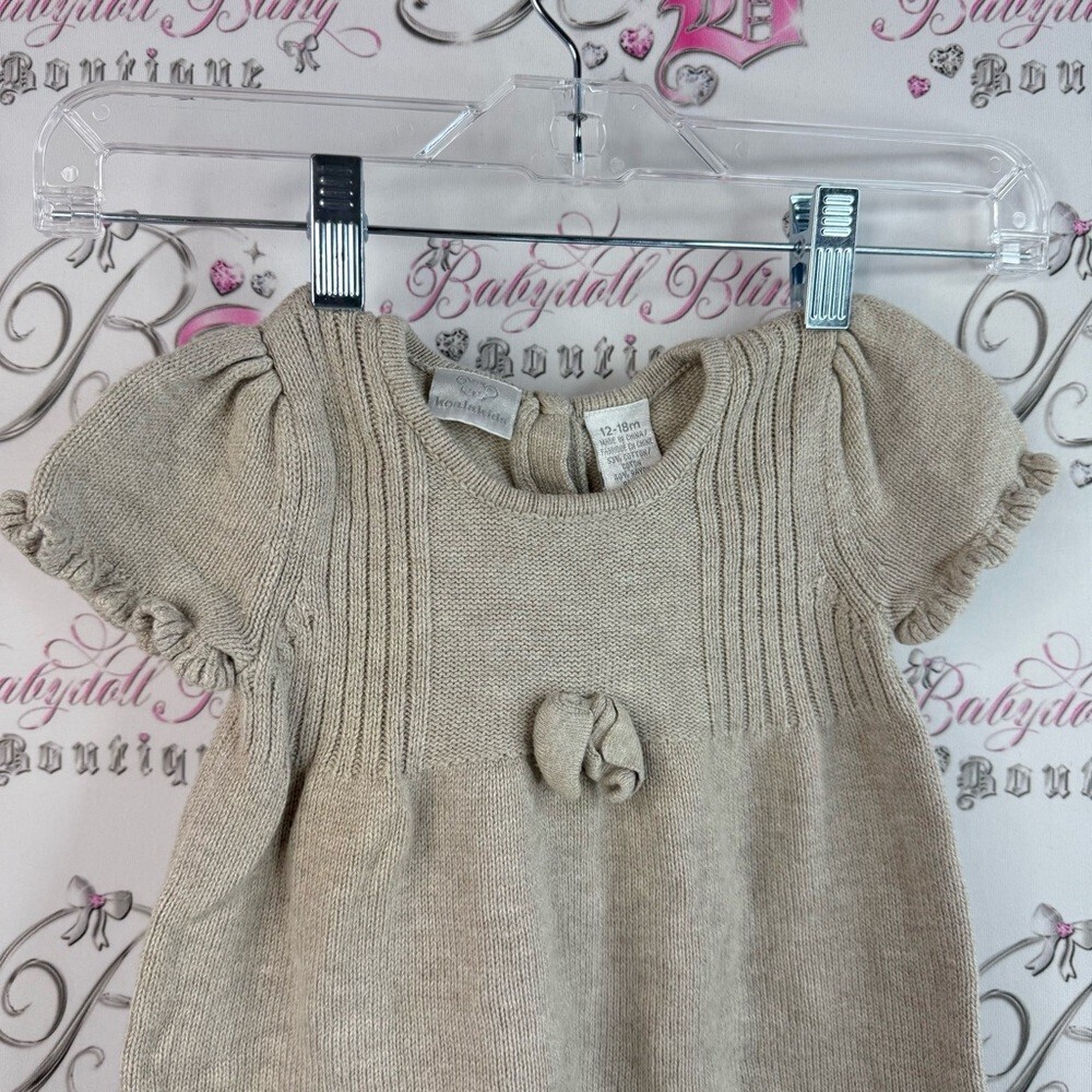 Koala Kids dress knitted warm cozy rose bud Cream Knit Dress with Bow Accent - Picture 8 of 14